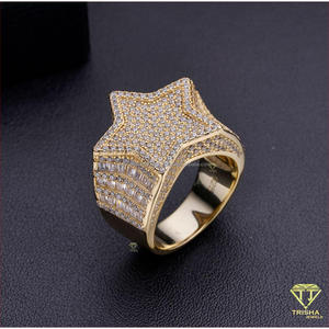 แหวนมอสซาไนต์รูปดาวหรูหรา เงินแท้ 925 เครื่องประดับผู้ชายขายส่ง - Product Image 5