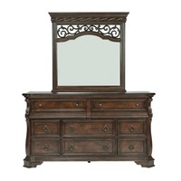 Ensemble de chambre à coucher Liberty Furniture Arbor Place 4 pièces, lit king size en bois massif, finition acajou brun foncé, style antique traditionnel