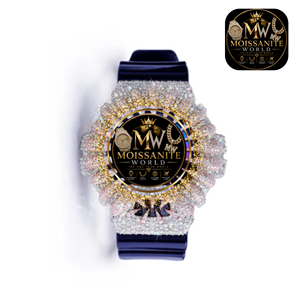 Moissanite World Luxury Moissanite Quartz <b>Watch</b> 40mm Analog Rhinestone <b>Iced</b> <b>Out</b> Wristwatch - Product Image 2