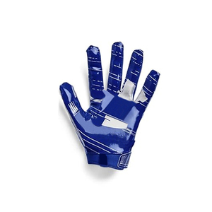 Custom Football Receiver <b>Gloves</b> Men's <b>Moisture</b> Wicking Sublimated Print Blue Polyester All Seasons American Football Apparel - Product Image 5