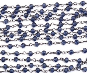 Chaîne de chapelet en Iolite Hydro avec perles rondes facettées de 4 mm, chaîne en fil métallique couleur bronze pour la fabrication de bijoux - Product Image 3