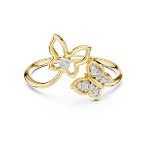 Bague en or jaune 18 carats avec diamant de laboratoire taille papillon, idéale pour fiançailles, mariage, fête, Saint-Valentin, ou usage quotidien pour femme - Product Image 1