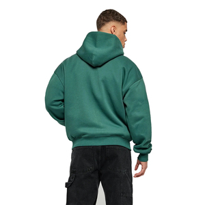 Sweat-shirt à capuche zippé vert surdimensionné pour homme, en molleton, coupe classique, couleur unie, pour l'automne - Product Image 3
