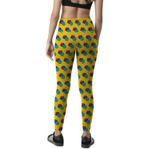 Leggings de yoga taille haute pleine longueur avec imprimé langue de dessin animé, en Spandex et Polyester, extensibles dans les quatre sens, taille élastique - Product Image 2