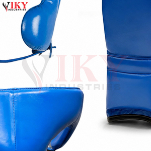Nuevos conjuntos de boxeo de cuero genuino en azul real vibrante con cordones blancos, duraderos, para venta al por mayor, con etiqueta privada personalizada. - Product Image 6