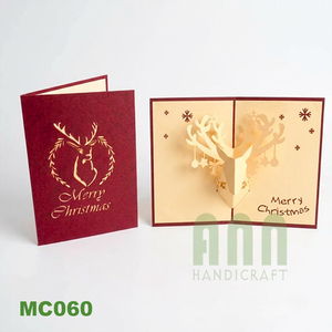 Carte de vœux de Noël 3D pop-up MC065 avec impression UV, estampage à chaud et découpe, en papier fait main pour les fêtes - Product Image 2