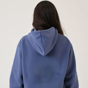 Ensemble de survêtement décontracté pour femme grande taille, sweat à capuche et pantalon de jogging, bleu uni, manches longues, coupe régulière, côtés épais, écologique - Product Image 3