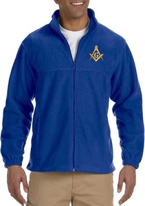 Veste polaire pour homme avec broderie carré et boussole maçonniques, fermeture éclair intégrale, lavage à la main uniquement - Product Image 4