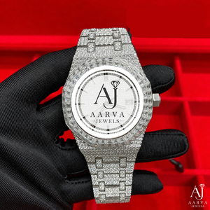 AARVA JEWELS นาฬิกาโลหะฝังเพชรสำหรับผู้ชายสไตล์วินเทจสุดหรู ขนาด 42 มม. หน้าปัดแสดงวันที่แบบอนาล็อกและดิจิตอล ตัวล็อคแบบซ่อน - Product Image 1