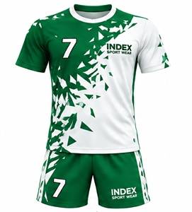 Conjunto de Camiseta y Pantalones Cortos de Fútbol Sublimados en Verde y Blanco para Hombre, Transpirables, Número 7, Marca Index Sport Wear - Product Image 1