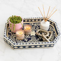 Royal Artisans fait à la main en os noir incrustation plateau de service décoratif rectangle design luxe décor à la maison Ramadan cadeau de Noël