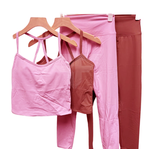 Women's Fitness 2-Piece Set Yoga Top High-Waisted Butt-Lifting Leggings Stretchy Sports Vest Workout <b>Bra</b> Solid Windproof - Product Image 1