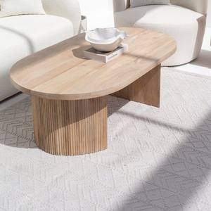 Table basse en bois ovale Vandana Astra Radiant pour les intérieurs de salons modernes - Product Image 1