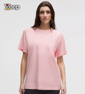 เสื้อยืดคอกว้างปักลาย XEEP สำหรับผู้หญิง สวมใส่สบาย ระบายอากาศได้ดี น้ำหนักเบา เหมาะสำหรับออกกำลังกาย ผลิตจากผ้าถักผสมสแปนเด็กซ์/คอตตอน ทรงหลวม - Product Image 1