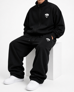 Black Breathable <b>Lightweight</b> <b>Hoodie</b> Jogger Set Contrast Panel Pullover Tracksuit Custom Logo Winter Casual Sportswear - Product Image 5