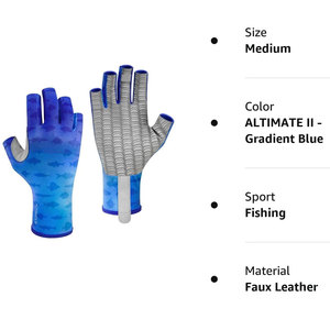 Guantes de vela sin dedos para hombres y mujeres, protección solar UPF 50+ UV, color azul degradado, guantes para navegación, pesca y deportes acuáticos. - Product Image 2