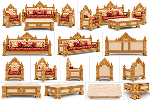 Ensemble de canapés de salon de style couronne dorée haut de gamme, mobilier de salon exclusif de style néoclassique, ensemble de canapés de style victorien USA - Product Image 6