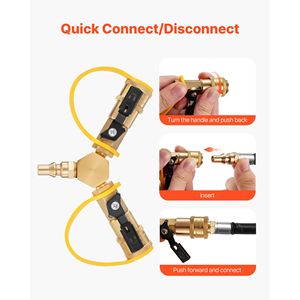 Adattatore a Y a 2 vie per camper con valvola di intercettazione e kit di disconnessione rapida da 1/4 di pollice per propano - Product Image 2