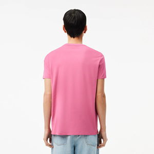 Camiseta de Manga Corta para Hombre, Cuello en V, Color Rosa, Poliéster/Algodón, Corte Regular, Casual, Color Sólido, Lona de 180g, Ecológica, de Secado Rápido - Product Image 3