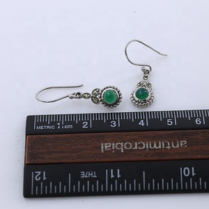 925 Sterling <b>Silver</b> Natural Green Onyx <b>Dangle</b> <b>Earrings</b> Handmade Gemstone Leaf Designer Hook Hanging <b>Earrings</b> for Women - Product Image 5