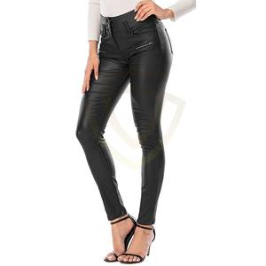 Pantalones de Cuero para Mujer a Precio de Fábrica, Diseño Personalizado, Cintura Alta, Pierna Recta y Ancha - Product Image 1