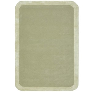 Tapis de luxe moderne en laine de viscose tuftée, vert mousse uni, antidérapant, à poils moyens, doux et moelleux, rectangulaire, pour salon et chambre à coucher - Product Image 1