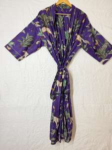 Bata tipo kimono de algodón con estampado de animales de la selva, suave y transpirable, para la playa o para estar en casa, disponible en 4 colores. - Product Image 3