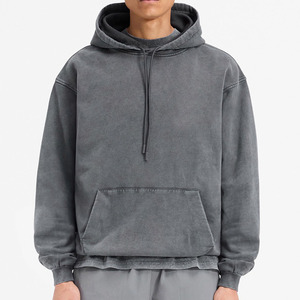 2026 Sweat à capuche oversize personnalisable en molleton épais, coupe courte et carrée, en French Terry, à épaules tombantes, délavé à l'acide - Product Image 1