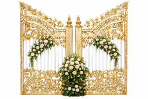 Luxury Bollywood <b>Wedding</b> Stage Setup with Gate <b>Frame</b> & Pillars Exclusive Roman Theme Fiber <b>Wedding</b> Reception Stage Australia - Product Image 3