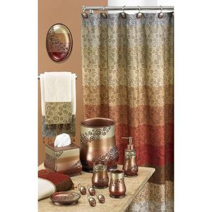Ensemble de rideaux de douche Miramar 12 pièces avec un décor moderne, classique, luxueux et contemporain, comprend des crochets contemporains - Product Image 2