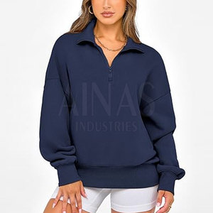 Custom <b>Winter</b> Quarter Zip <b>Top</b> Featuring Knitted Lightweight Stretch Material Front Stand Collar Design for Fitness Running - Product Image 4