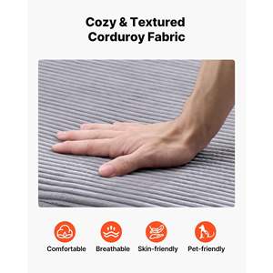 44 Boneless Modular Grey Indoor Oversized Corduroy Reading <b>Chair</b> Chaise Lounge <b>Throw</b> Pillows Armrests Deep Seat Sofa Couch - Product Image 3