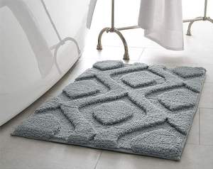 Minimalist Rectangle Chenille Bath Mat Solid Color Anti Slip Rubber Backing For Bathroom <b>Floor</b> - Product Image 5