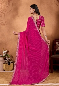 Sari Tradicional KV de Rayón Georgette con Estampado Bandhani para Fiestas y Eventos - Product Image 3