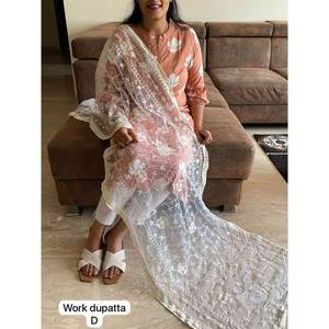 FILET BRODERIE TRAVAIL DUPATTA BLANC - Product Image 1