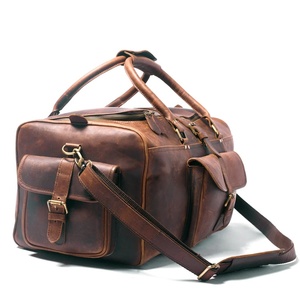Bolsos de Viaje de Cuero Genuino de Primera Calidad con Logotipo Personalizado del Mejor Fabricante, Bolsos de Lona de Cuero de Gran Capacidad Resistentes al Agua - Product Image 3