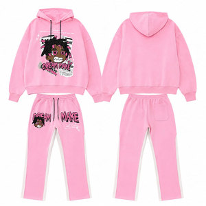 Ensemble de survêtement streetwear personnalisé pour homme, 2 pièces, pantalon de jogging évasé, sweat à capuche à manches longues, imprimé Y2K - Product Image 1