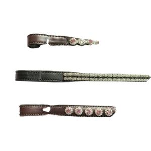 Banda para cejas de cuero de caballo indio personalizada de alta calidad, Diamante de cristal hecho a mano, accesorio elegante ecuestre duradero, opciones de compra a granel - Product Image 1