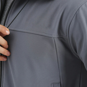 Chaqueta de Forro Polar con Capucha para Hombre, Color Gris, Cierre de Cremallera, Informal, Cortavientos, Ropa de Abrigo para Otoño, Corte Regular, Color Sólido, Tejido de Poliéster - Product Image 3