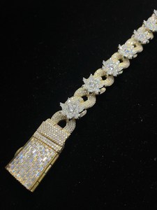Collar de Plata de Ley 925 con Diamantes de Imitación Moissanite en Forma de Flor, Estilo Hip Hop, Alta Demanda - Product Image 4