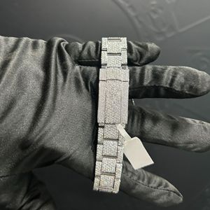 Reloj de Diamantes Incoloros Cultivados en Laboratorio de Alta Calidad, Automático, Mecánico, Estilo Ejecutivo, Oro Blanco, 20 mm, Estilo Hip Hop, con Incrustaciones de Diamantes DEF - Product Image 3