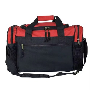 Red And Black 600D <b>Duffel</b> <b>Bag</b> 30-<b>40L</b> With Shoulder Strap And Zipper Pockets - Product Image 2