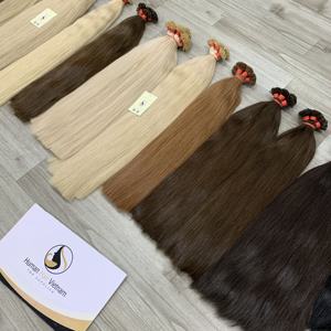 Kératine Bond Couleurs Mixtes Cheveux Vietnamiens Cuticules Alignées Droite Bande Ondulée Naturelle ins Pointe Plate Extensions Cheveux Humains - Product Image 2