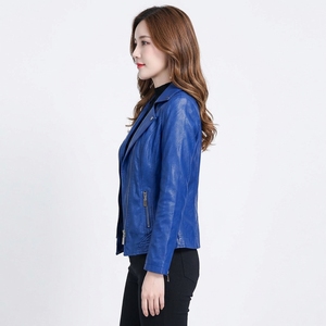 Chaqueta de Motocicleta Acolchada con Forro de Piel Sintética Azul para Mujer, Marca AMIB SPORTS, Cortavientos, con Cierre y Cuello Plegable, Ropa de Invierno - Product Image 4