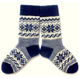 Chaussettes en laine et nylon pour homme, motif géométrique tricoté jacquard, chaussettes épaisses d'hiver thermiques - Product Image 1