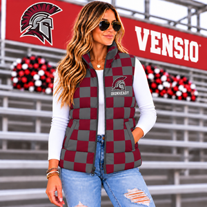 <b>Women</b> Waterproof Quilted Boutique Puffer Winter <b>Zipper</b> Vest Custom Logo Checkerboard Color Block Sleeveless Outer Wear <b>Jacket</b> - Product Image 2
