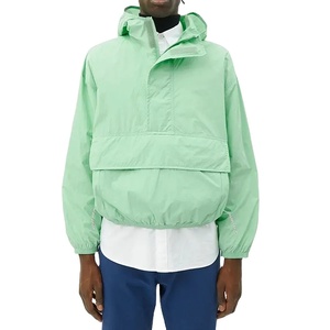 Mens Mint Green Hooded Windbreaker <b>Jacket</b> Lightweight <b>Pullover</b> Anorak Casual Outdoor Windproof <b>Rain</b> <b>Jacket</b> with Front Pocket - Product Image 5