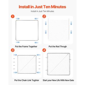 Pannello per Recinzione a Catena Regolabile 70 x 72 Pollici, Resistente alla Ruggine, Apertura per Cancello da Giardino 3 ft (L) x 4 ft (A) - Product Image 3