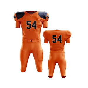 Customizable American Football Uniform Men's Sublimated Jersey Pants Moisture Wicking Fitted Set <b>Orange</b> - Product Image 1