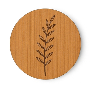 Round Wooden Eco-Friendly Coffee Coaster Fern Pattern Drink <b>Mat</b> <b>Table</b> Decor for Home Hotel Restaurant - Product Image 2